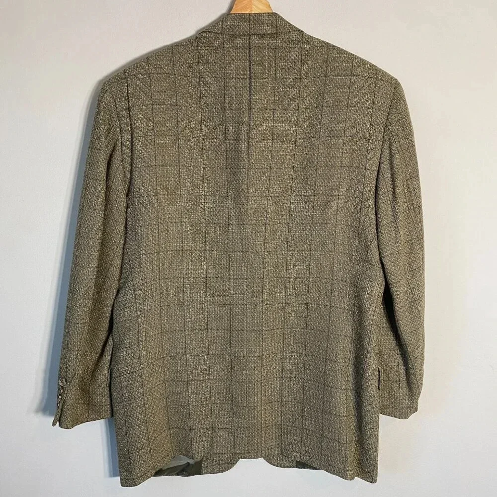 Joseph Abboud Plaid Tweed Wool Sport Coat Dinner Jacket Blazer Men's 41R Brown